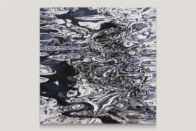 Anne Kagioka Rigoulet, <em>Reflection c-11</em>, 2018, oil and mixed media on panel, 30.0 x 30.0 cm