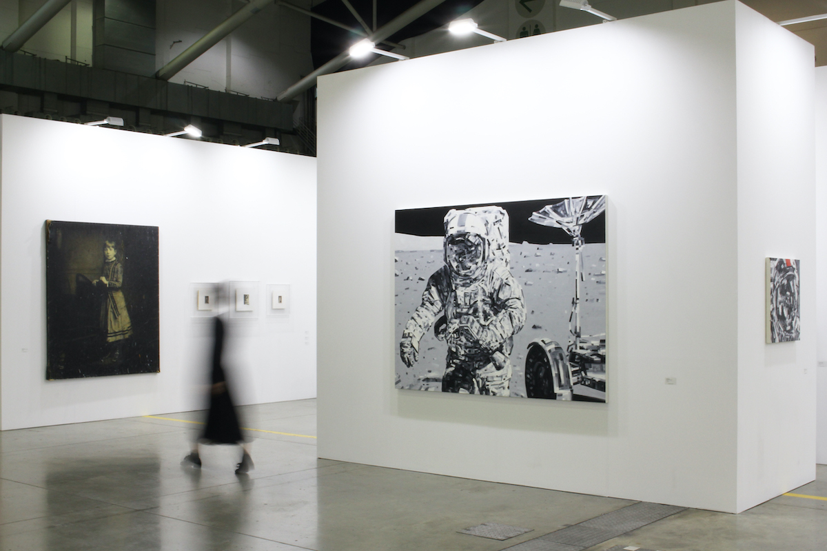 Installation view, artwork, left to right: Takahiro Yamamoto, Michael Kagan