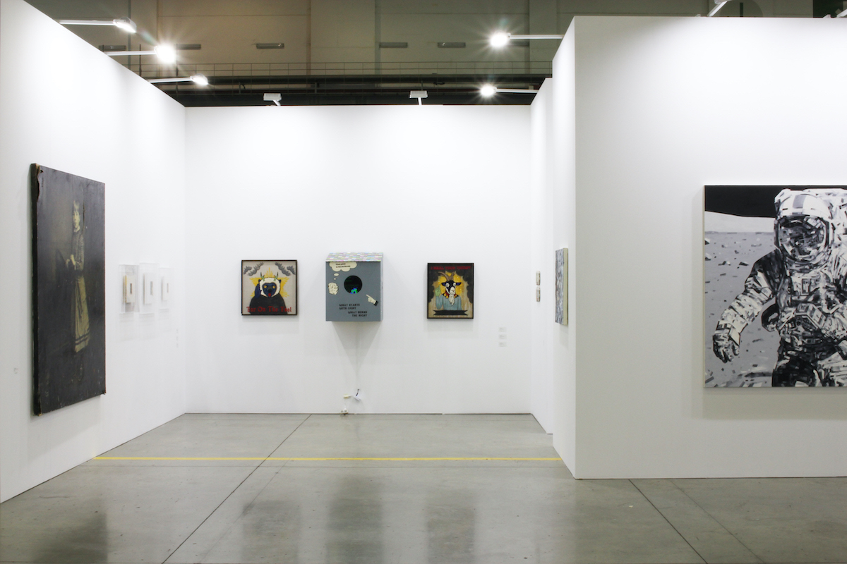 Installation view, artwork, left to right: Takahiro Yamamoto, Koichiro Takagi, Michael Kagan