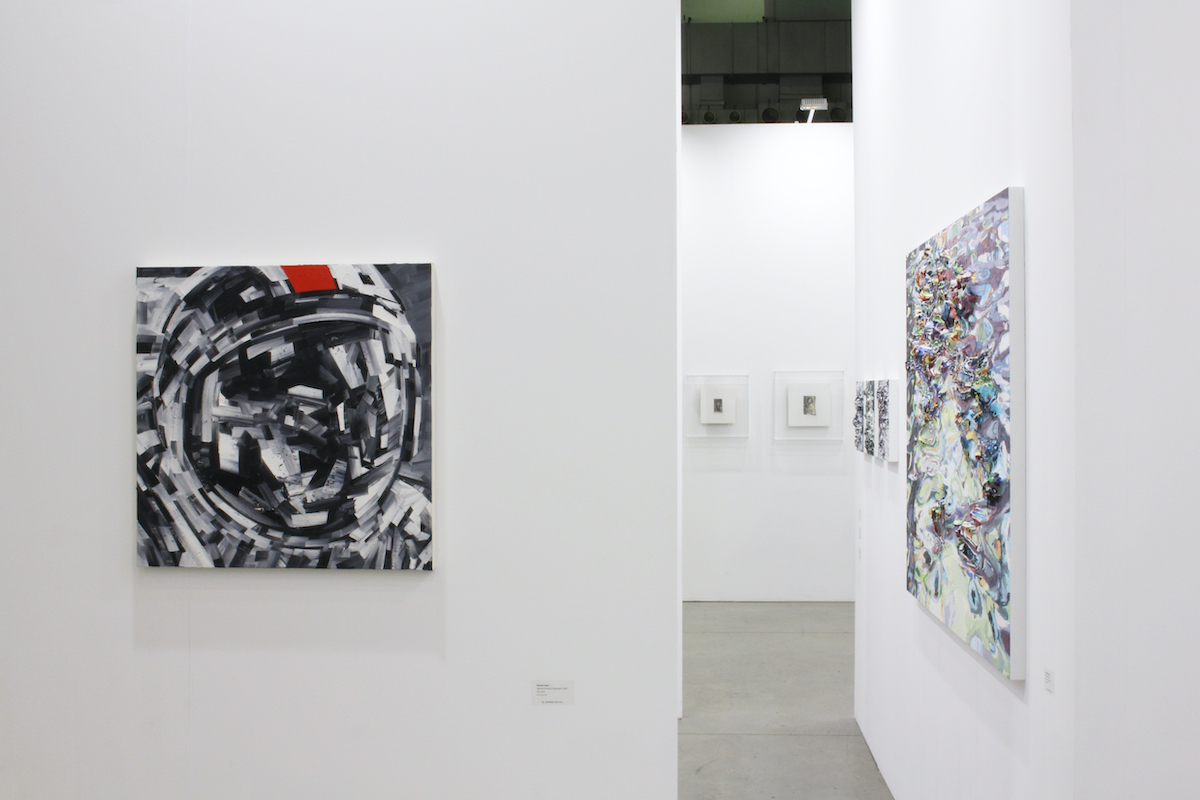 Installation view, artwork, left to right: Michael Kagan, Takahiro Yamamoto, Anne Kagioka Rigoulet