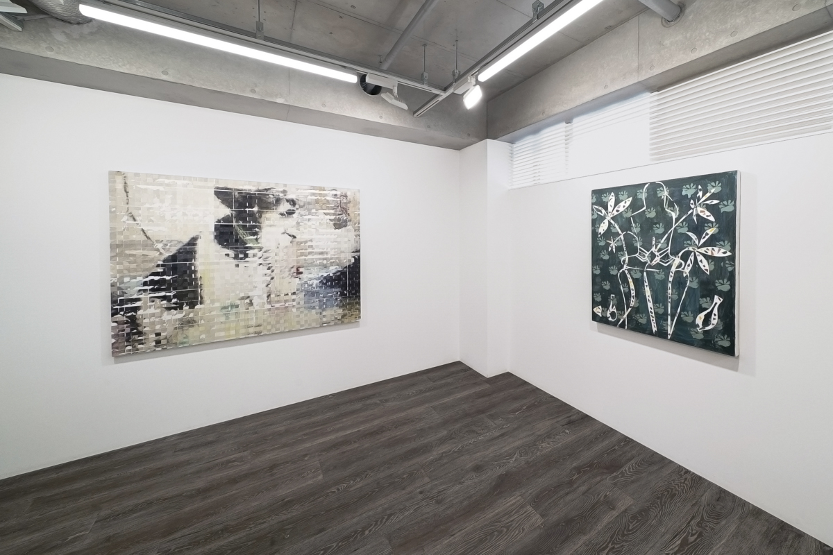 Installation view, artwork, left to right: Shiori Tono; Jennifer Rochlin