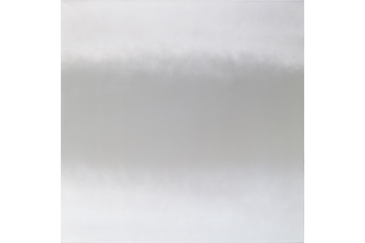 Miya Ando, <em>Fog Mirror 2</em>, 2020, silver nitrate on linen, 91.4 x 91.4 x 5.1 cm
