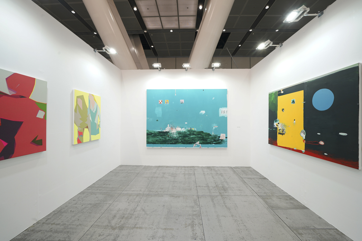 Installation view, artwork, left to right: Tomohito Ushiro; Brian Harte